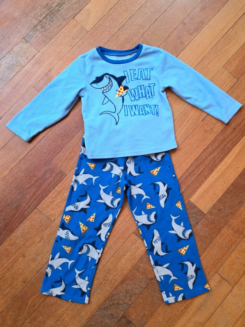 Up-Late "I Eat What I Want" Shark 2-Piece Pajama Set Size 6
